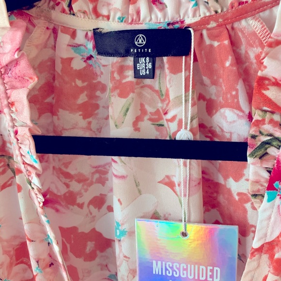 NWT Misguided floral deep v body suit sz 8 - Picture 4 of 5